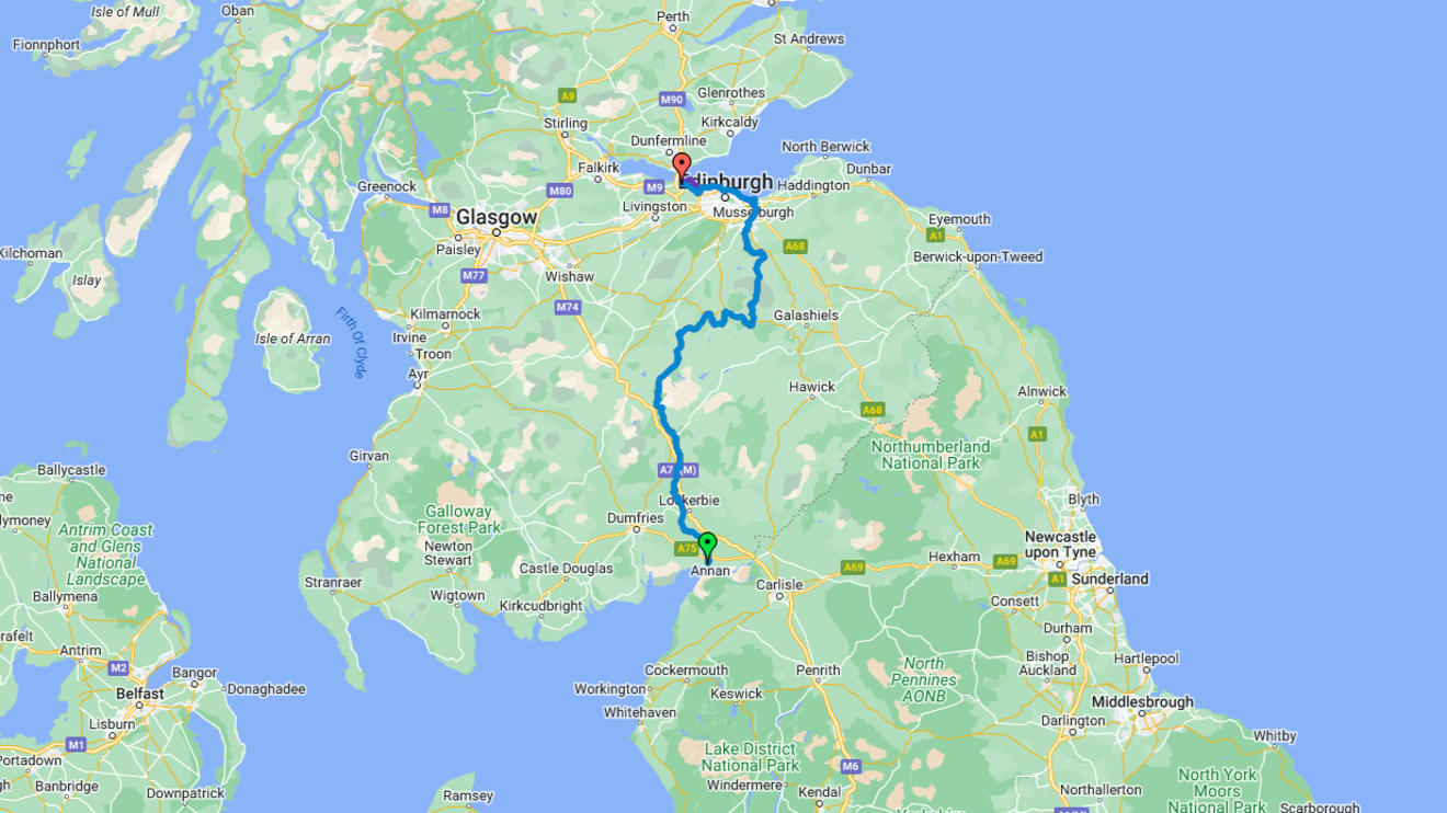 Scotland Coast to Coast Cycle Route map on GoogleGoogle route map